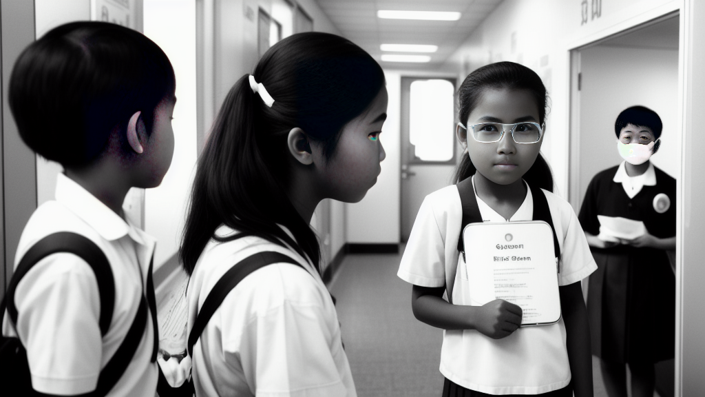 A screener performing a student vision screening on campus